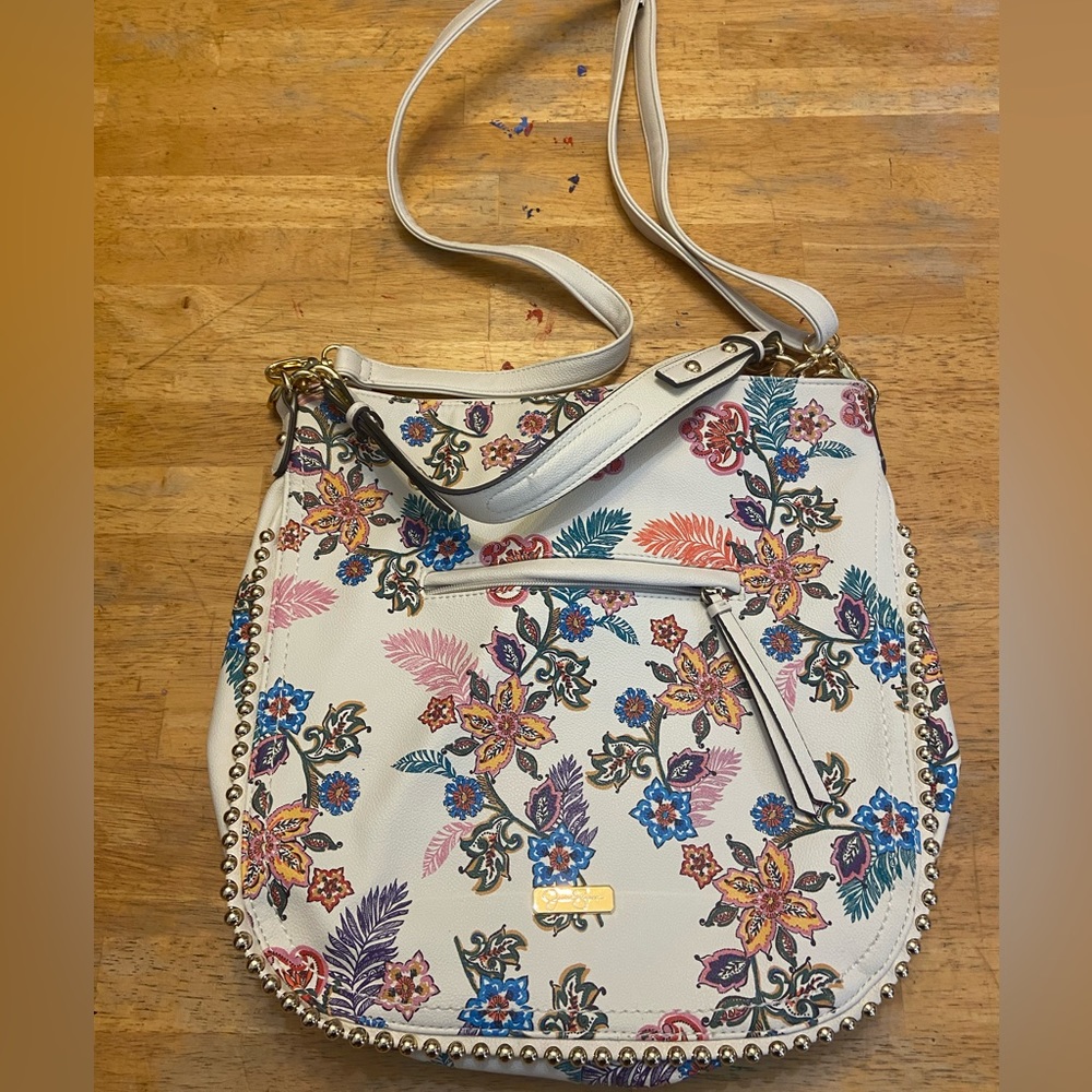 Jessica Simpson floral faux leather Crossbody shoulder bag medium purse